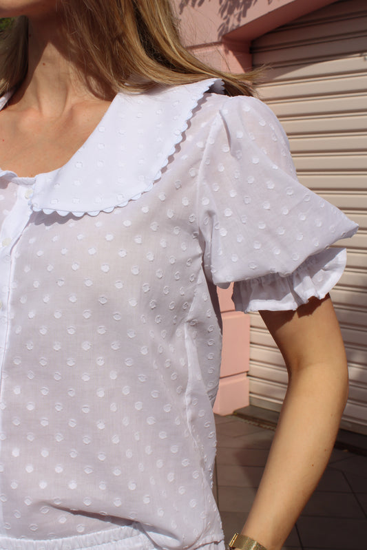 Crumpet Shirt | Snow White Dot