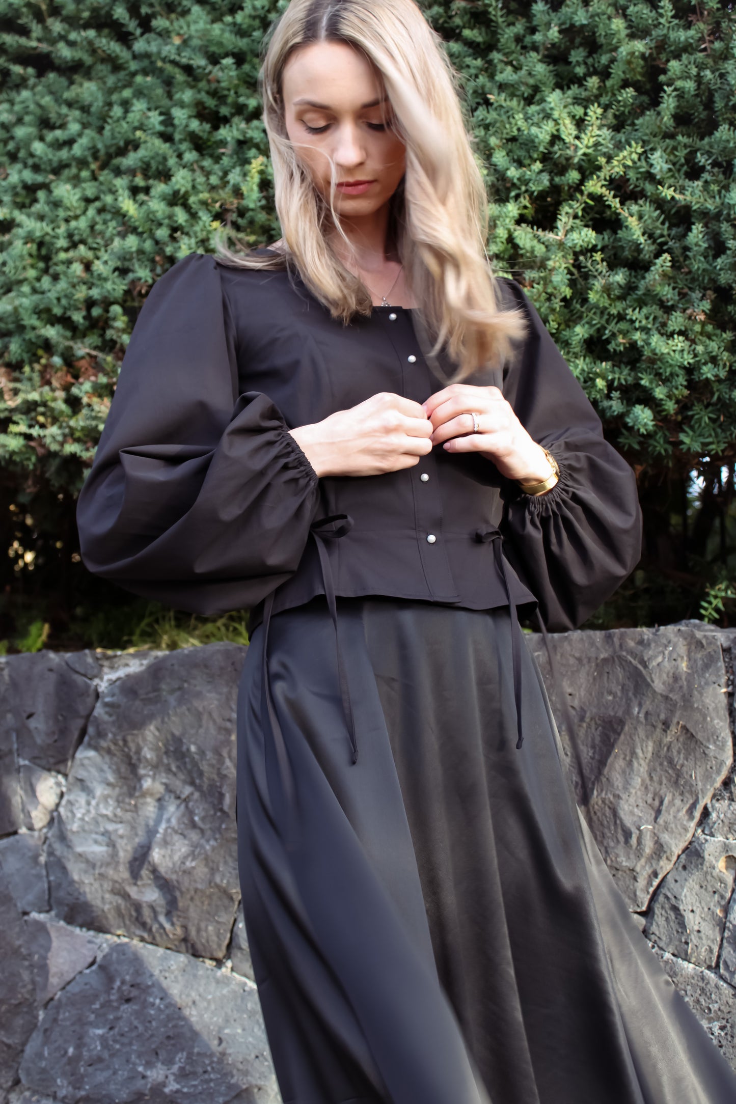 Barre Blouse | Raven Black