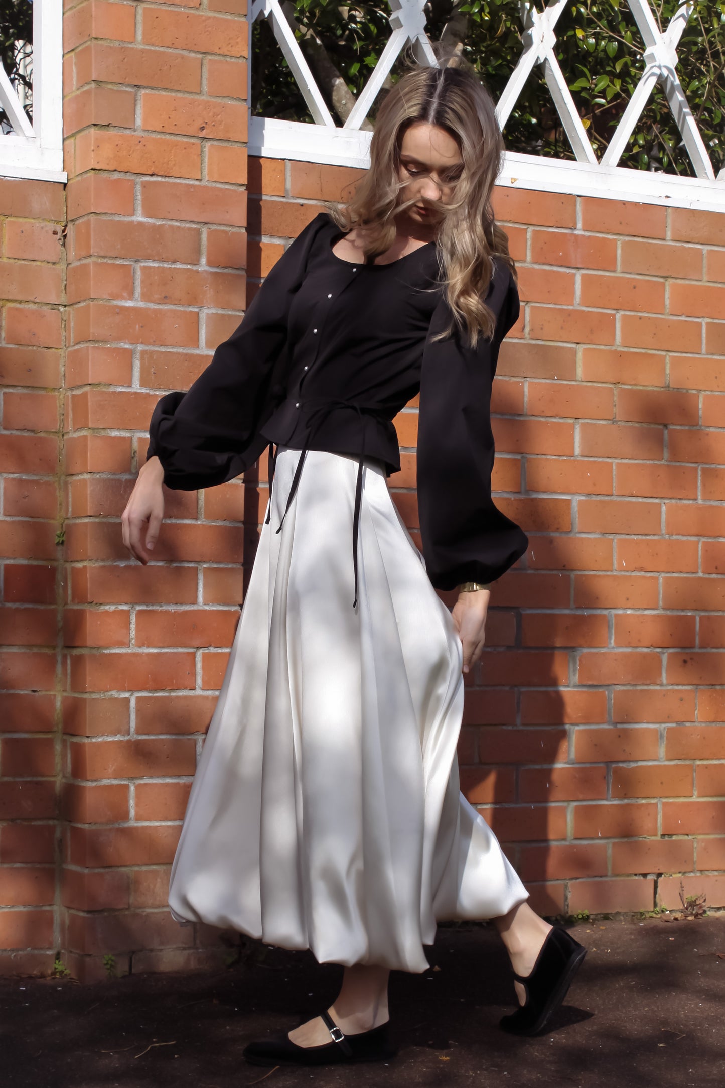 Pointe Balloon Skirt | Ivory Satin