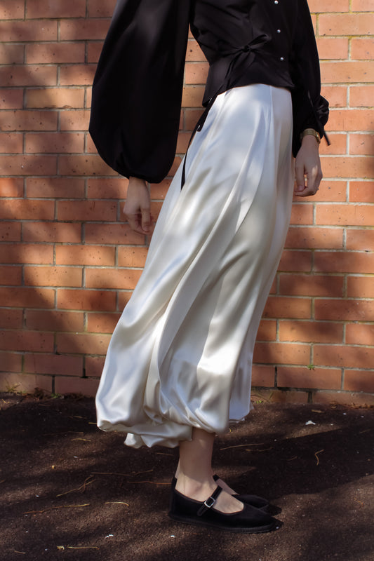 Pointe Balloon Skirt | Ivory Satin